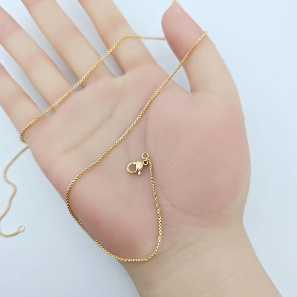 Classic Box Chain Rose Gold Necklace, 18 Inch, Gold Plated Brass, XPNL0111 - Picture 12 of 12